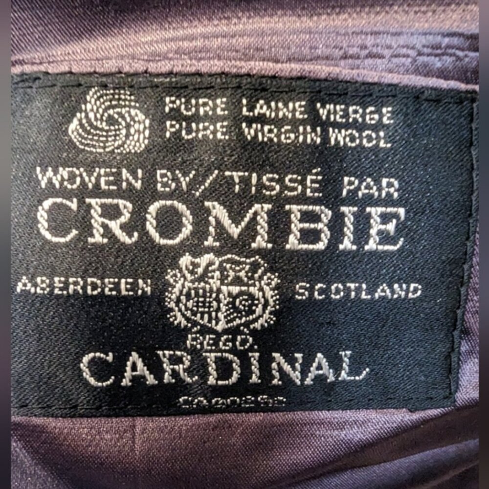 Harry Rosen Crombie Scotland pure virgin wool trench coat black/blue weave Sz M - Picture 6 of 16